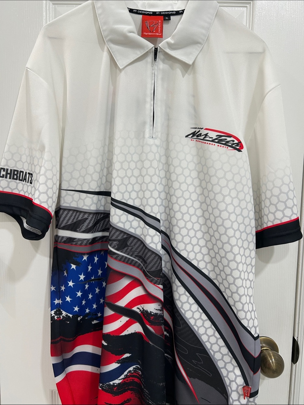 IR Designs Red, White & Blue Graphic Polo with Flag Accent